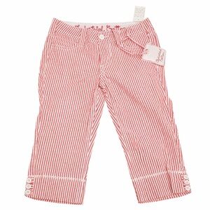 ❤️🤍 Industrial Cotton Red & White Seersucker Crop Pants – Size 3 NEW NWT 🤍❤️
